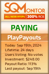 PlayPayouts Project Status Button