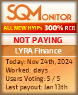 LYRA Finance HYIP Status Button