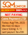 Coins Payment LTD Project Status Button