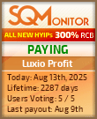 Luxio Profit HYIP Status Button