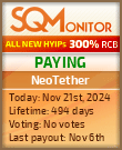 NeoTether HYIP Status Button