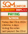 1xTRON HYIP Status Button