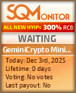 GeminiCrypto Mining Ltd Project Status Button