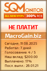 Кнопка Статуса для Инвест-Проекта MacroGain.biz